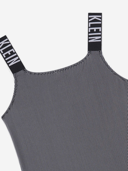 Calvin Klein Girls Logo Strap Swimsuit in Black