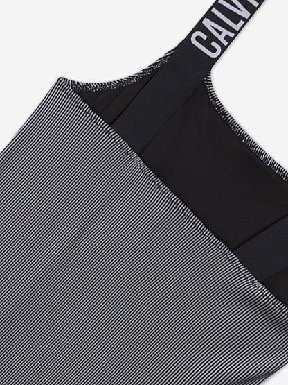 Calvin Klein Girls Logo Strap Swimsuit in Black