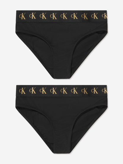 Calvin Klein Girls Bikini Knickers Set (2 Pack) in Black