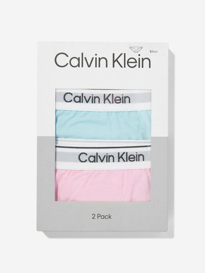 Calvin Klein Girls 2 Pack Bikini Knickers Set in Multicolour