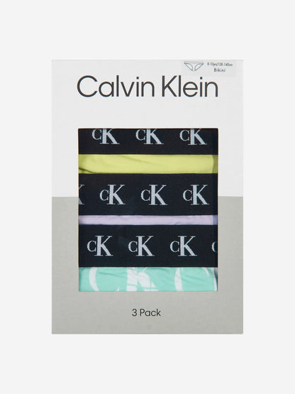 Calvin Klein Girls 3 Pack Bikini Knickers Set in Multicolour