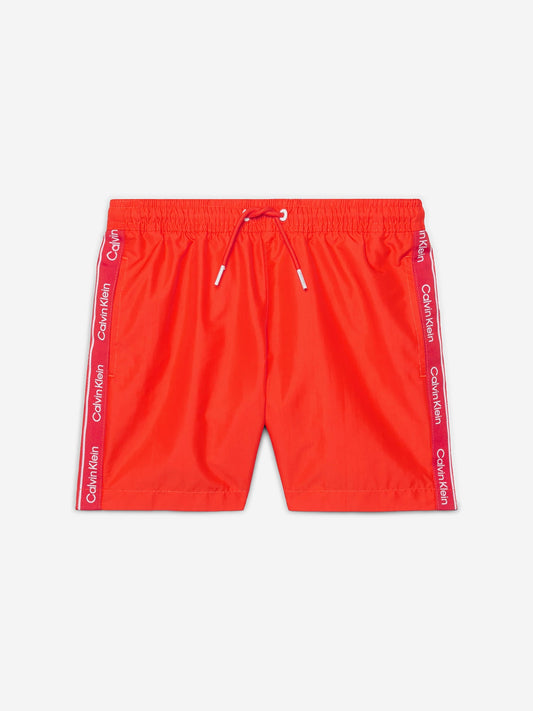 Calvin Klein Boys Drawstring Swim Shorts in Red