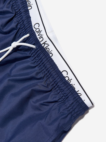 Calvin Klein Boys Double Waistband Swim Shorts in Navy