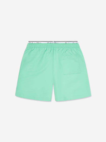 Calvin Klein Boys Double Waistband Swim Shorts in Green