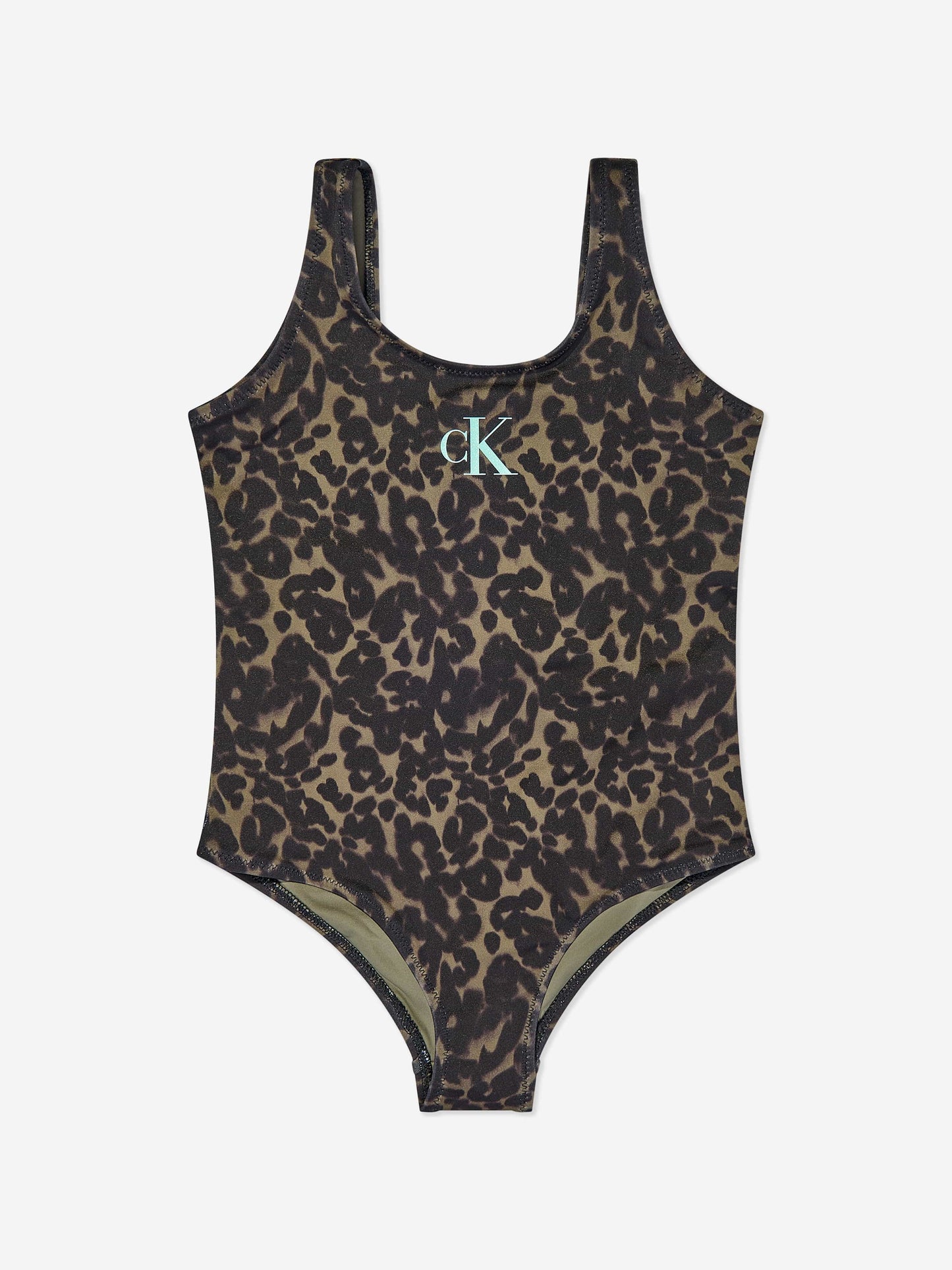 Calvin Klein Girls Logo Print Swimsuit in Multicolour