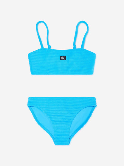 Calvin Klein Girls Bralette Bikini Set in Blue