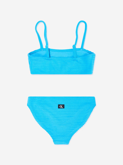 Calvin Klein Girls Bralette Bikini Set in Blue