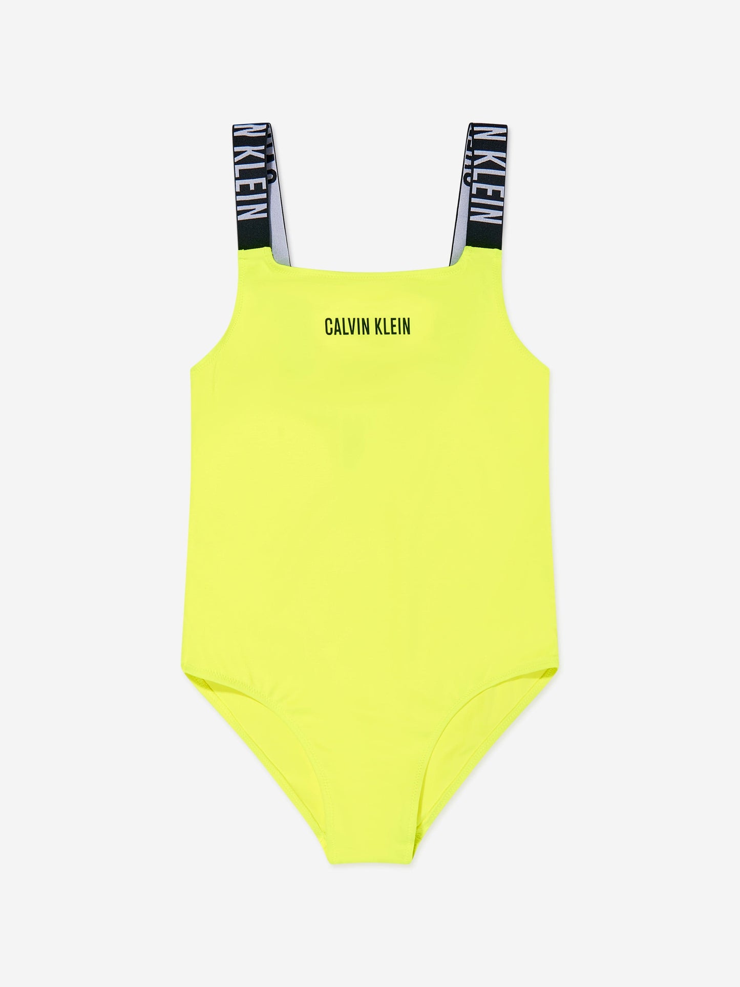 Calvin Klein Girls Logo Swimsuit in Black Yellow