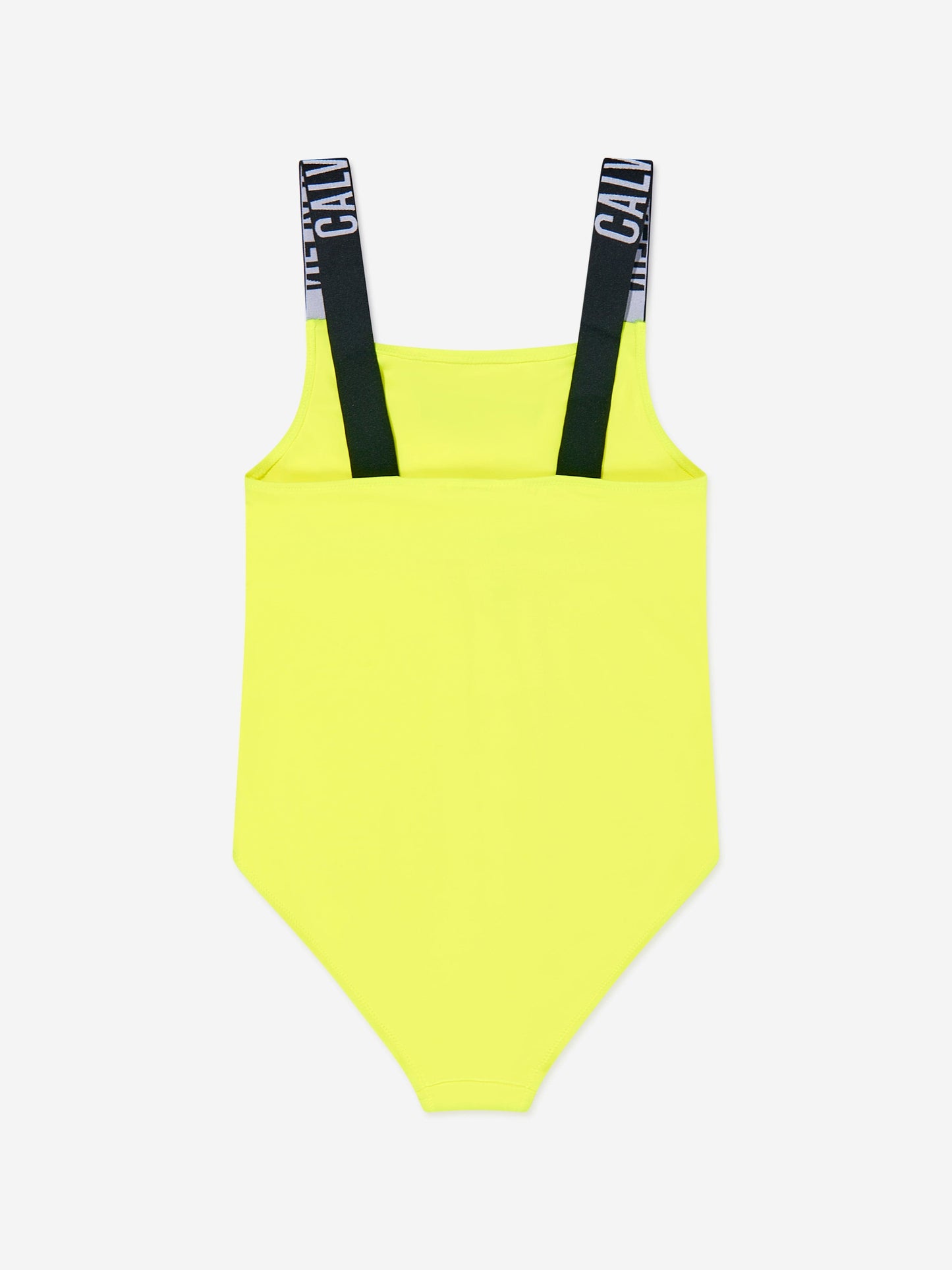 Calvin Klein Girls Logo Swimsuit in Black Yellow