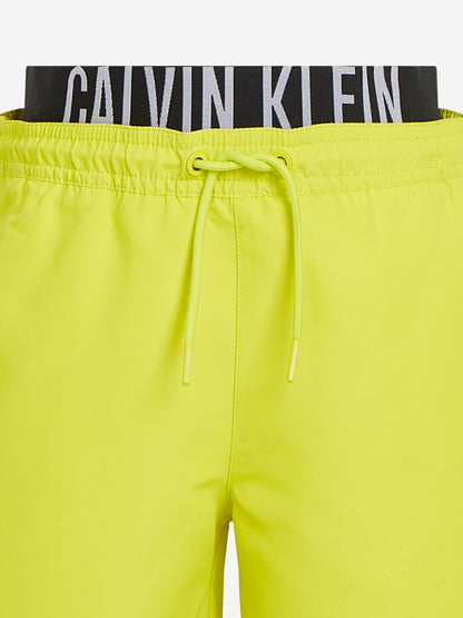 Boys Double Waistband Swim Shorts in Yellow
