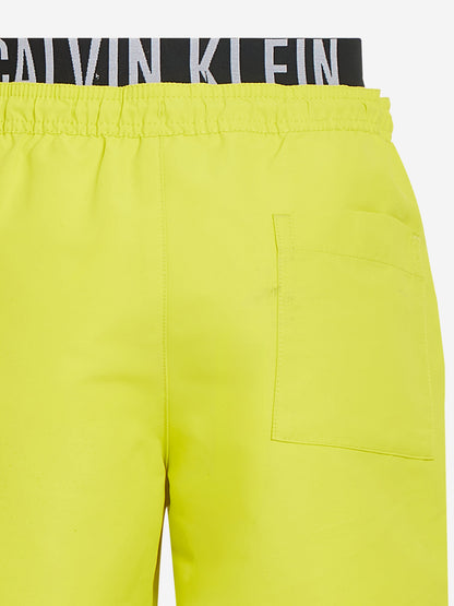 Boys Double Waistband Swim Shorts in Yellow