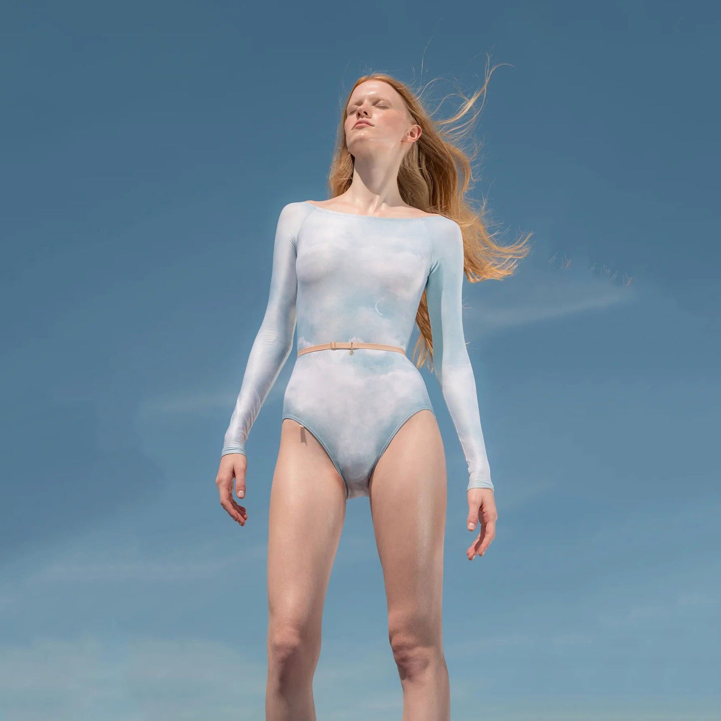 女士天空蓝"CLOUDY"长袖芭蕾舞连体衣(181LE20VL/sky blue)