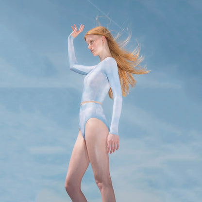 女士天空蓝"CLOUDY"长袖芭蕾舞连体衣(181LE20VL/sky blue)