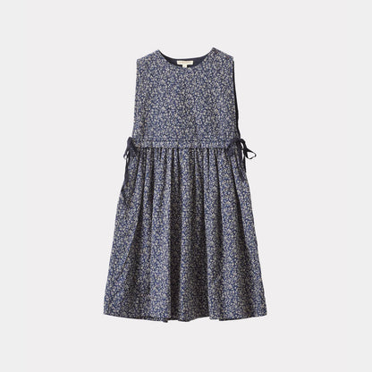 女童藏青色碎花棉连衣裙