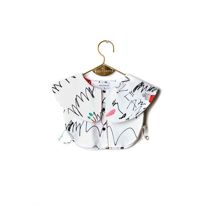 Girls White Printed Cotton Collar
