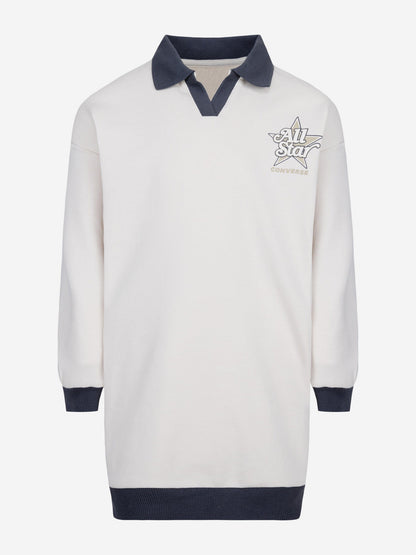 Girls Logo Polo Dress in Ivory