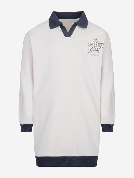 Girls Logo Polo Dress in Ivory