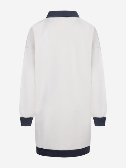 Girls Logo Polo Dress in Ivory