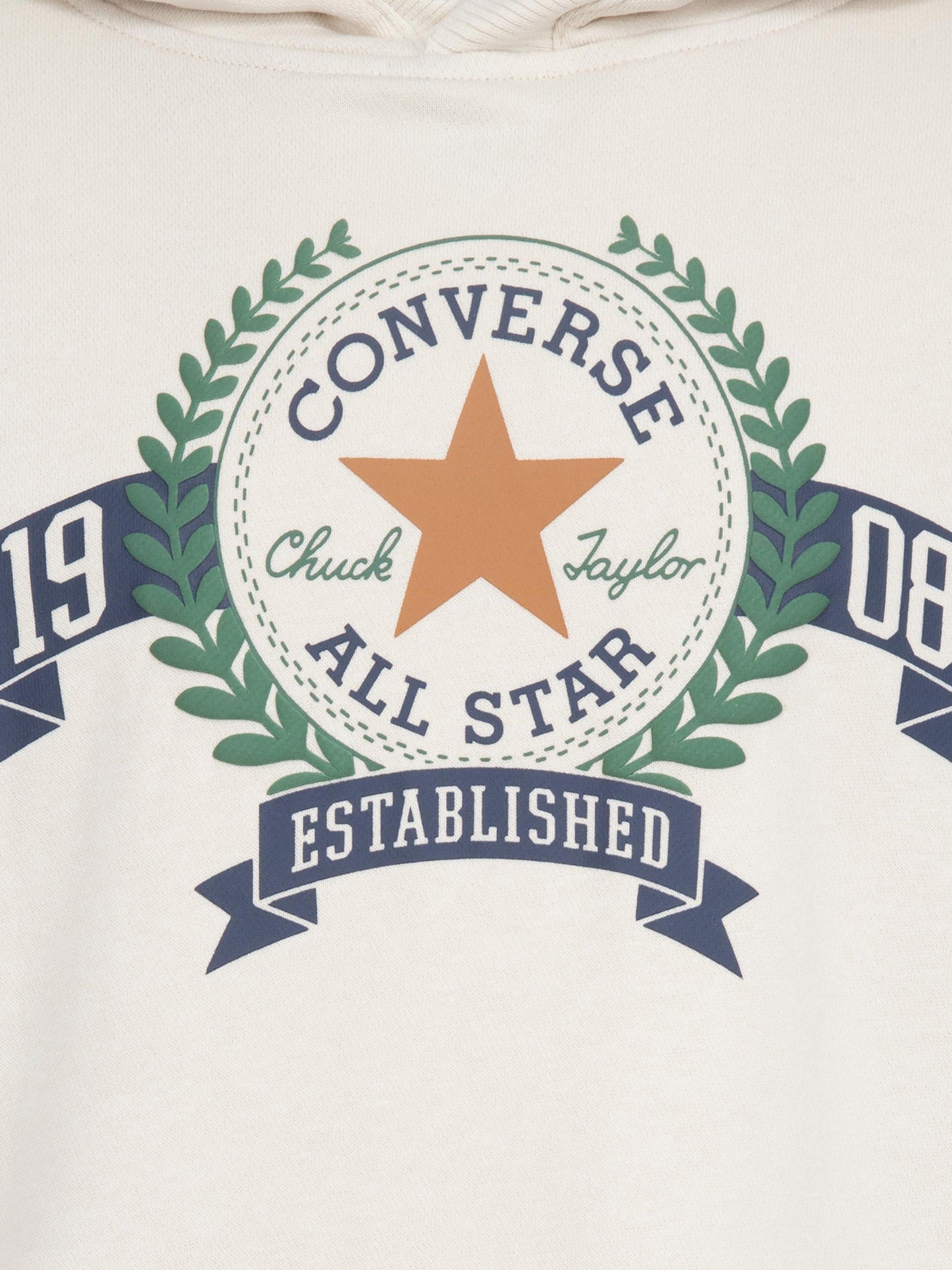 Converse 男童象牙色徽标袖条纹连帽衫