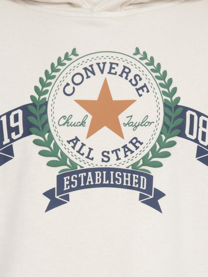 Converse 男童象牙色徽标袖条纹连帽衫