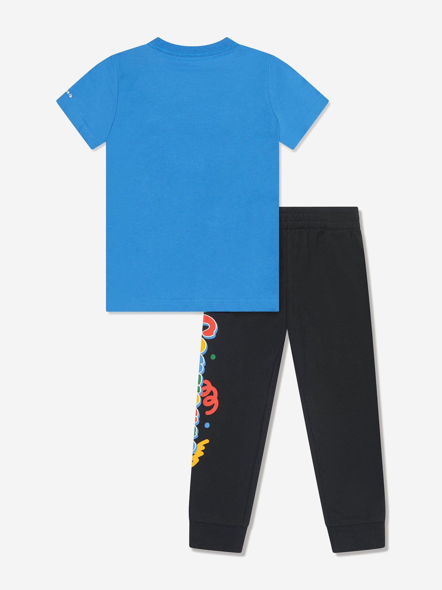 Converse 男童 Squiggle T 恤和慢跑裤套装（黑色）