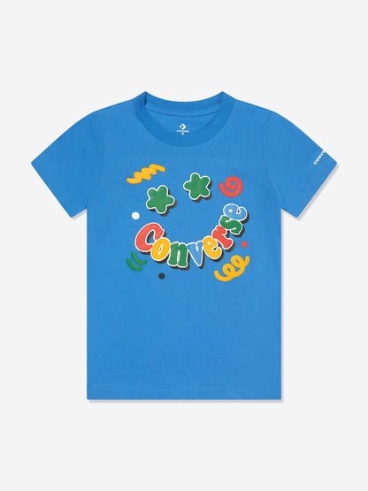 Converse 男童 Squiggle T 恤和慢跑裤套装（黑色）