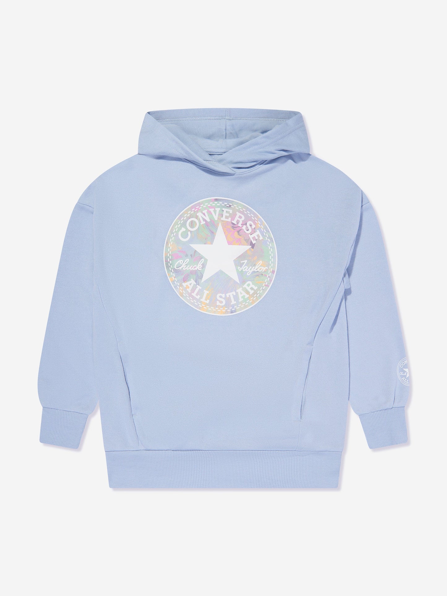Converse 女童超大 Chuck Patch 蓝色连帽衫
