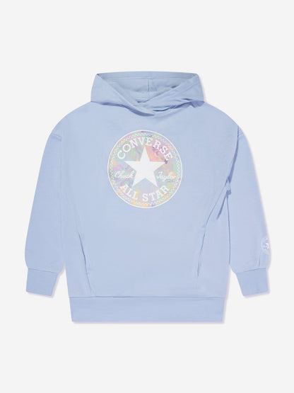 Converse 女童超大 Chuck Patch 蓝色连帽衫