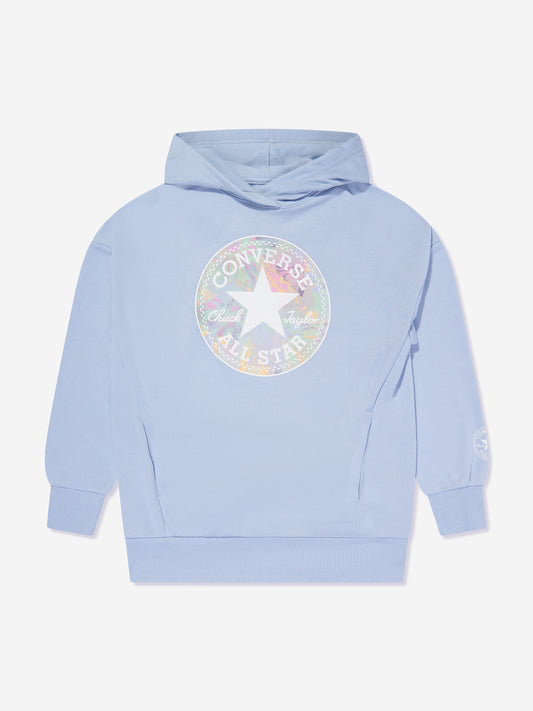 Converse 女童超大 Chuck Patch 蓝色连帽衫