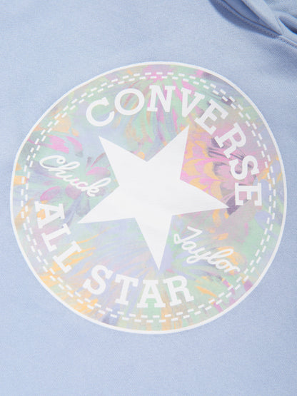 Converse 女童超大 Chuck Patch 蓝色连帽衫