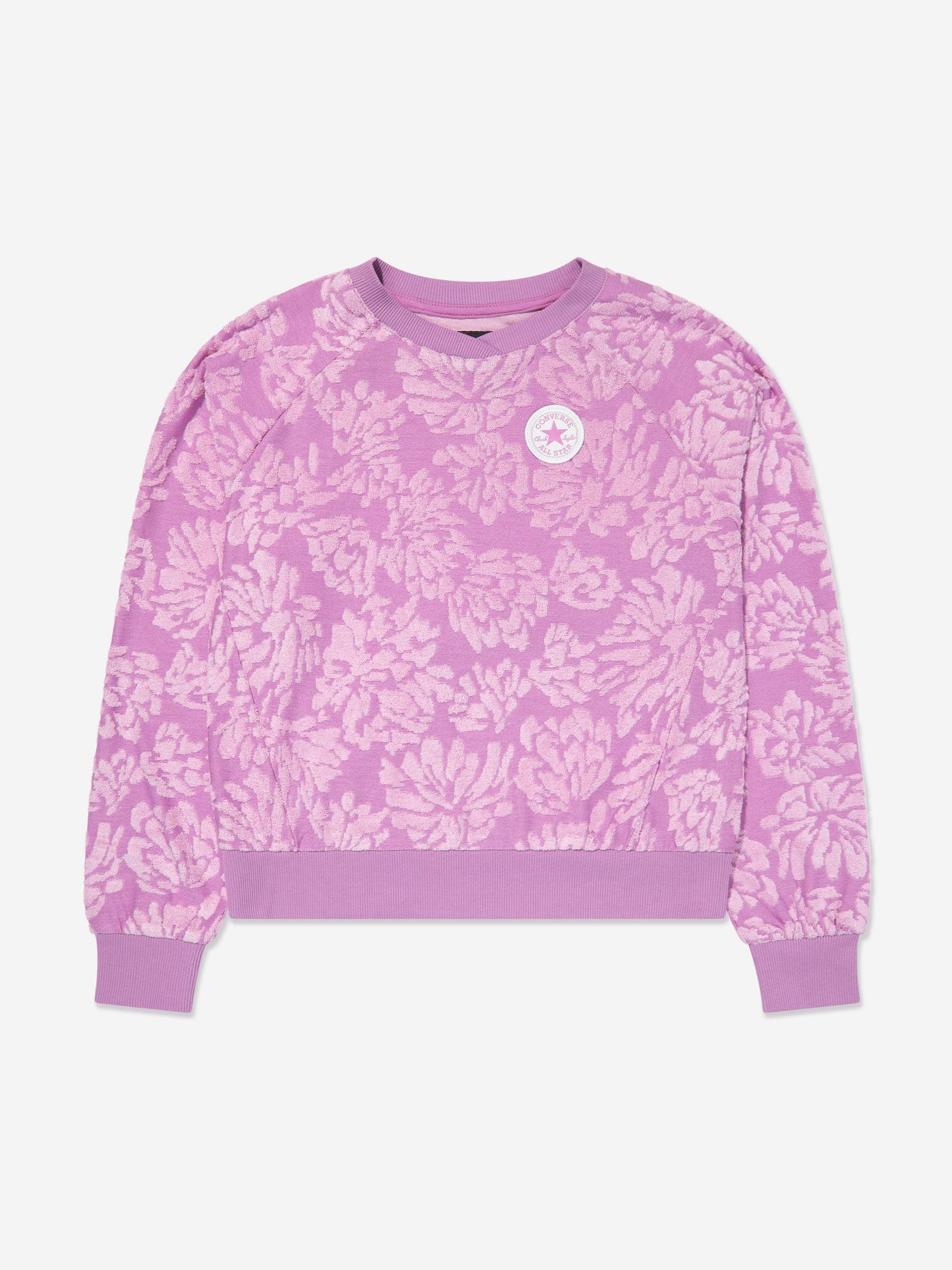Converse 女童紫色花卉提花运动衫