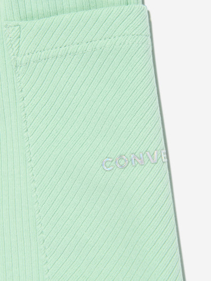 Converse 女童宽腰带罗纹短裤（绿色）