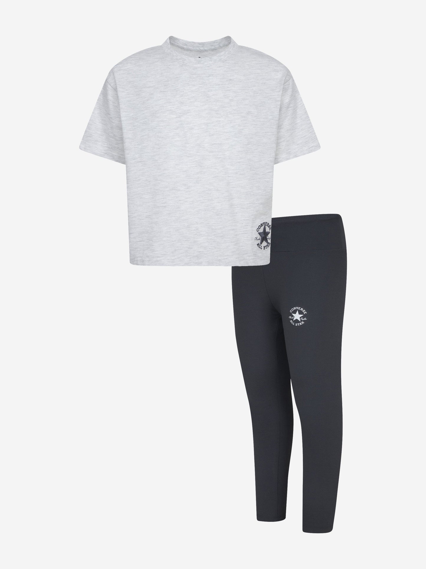 Girls Boxy T-Shirt and Leggings Set in Grey