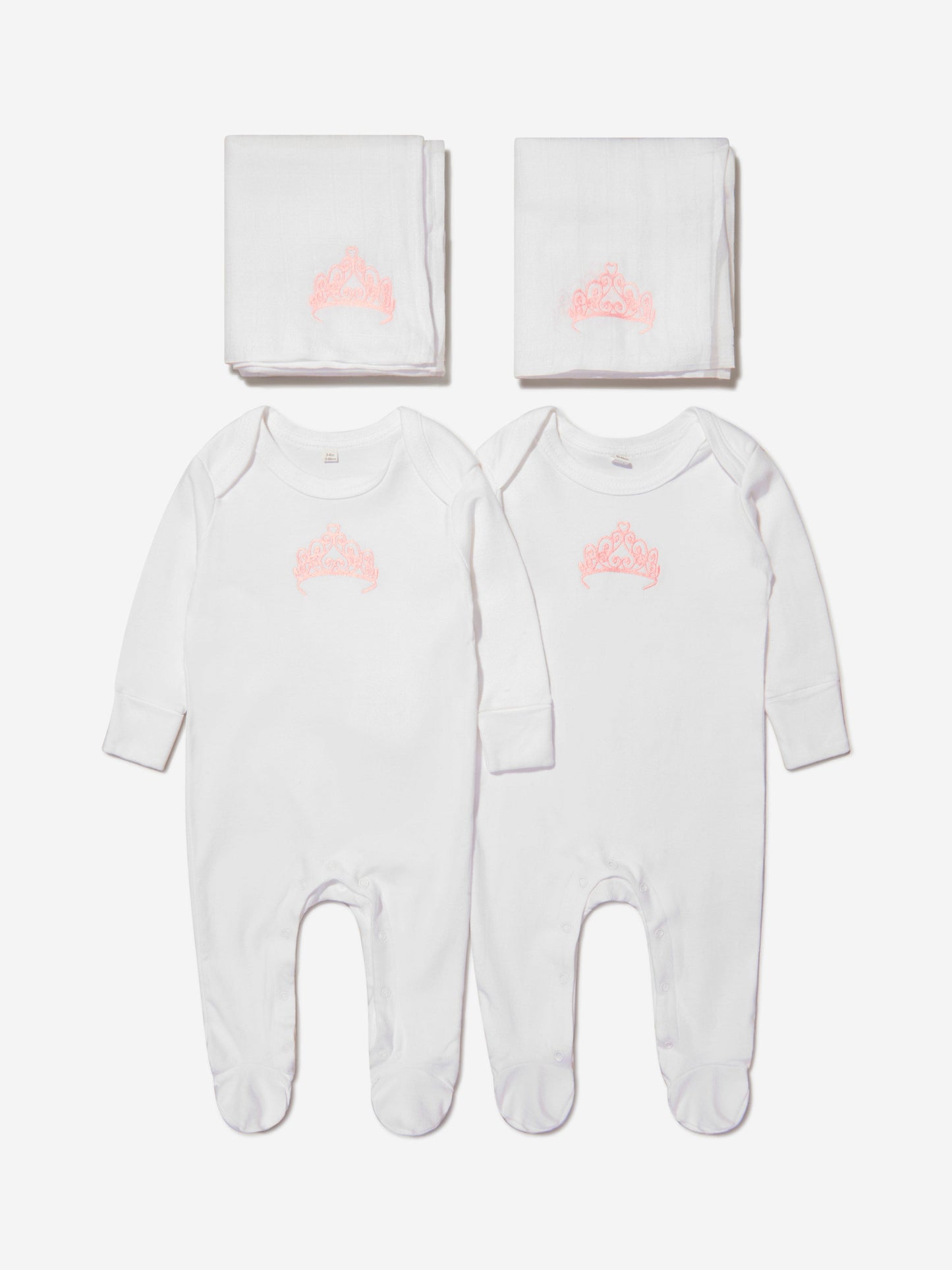 Cotton and Company 女婴有机棉皇冠婴儿连体衣和平纹细布套装