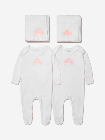 Cotton and Company 女婴有机棉皇冠婴儿连体衣和平纹细布套装