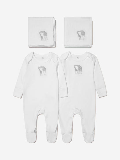 Cotton and Company Baby 男女通用有机棉长颈鹿婴儿连体衣和平纹细布套装