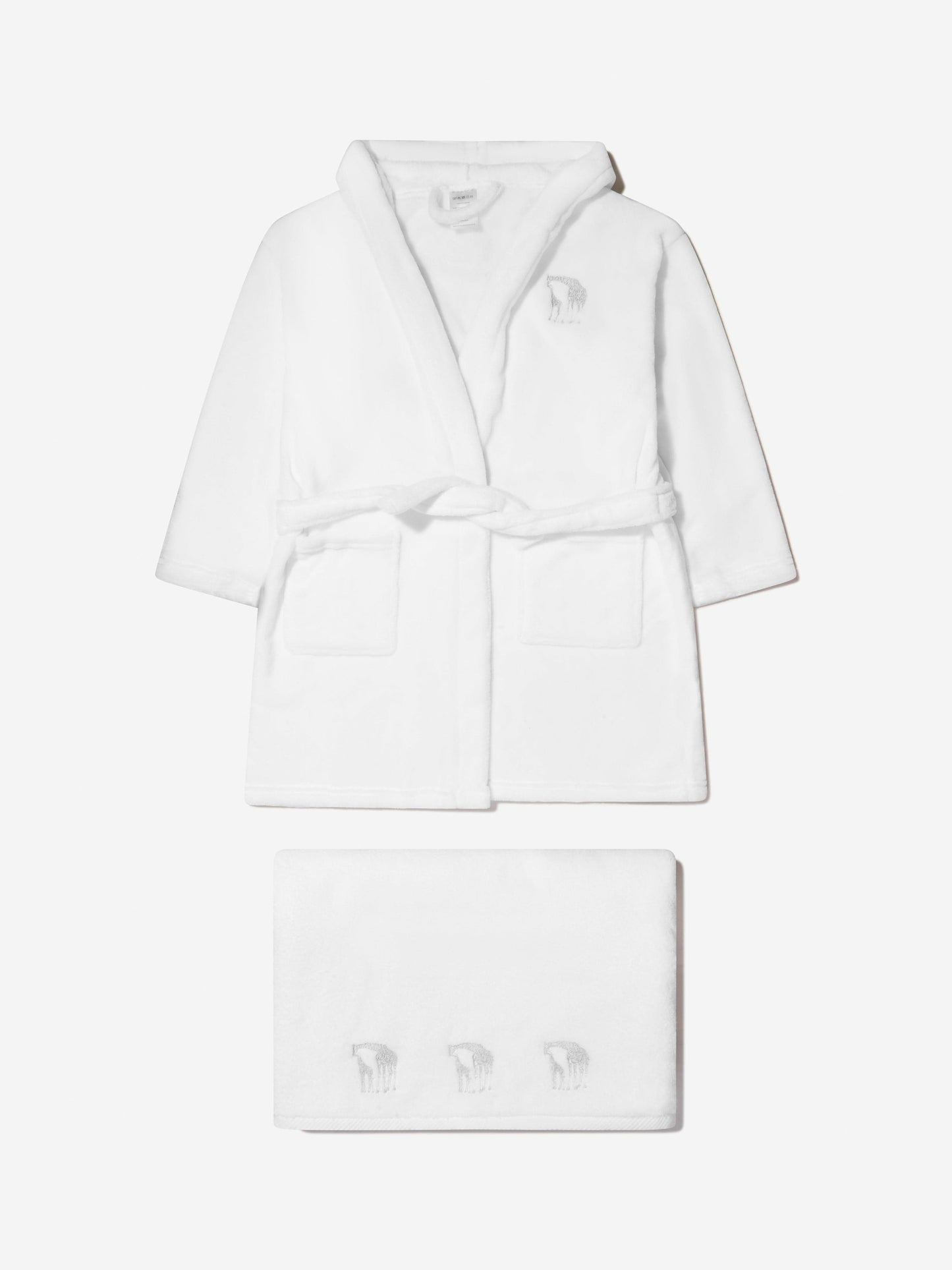 Cotton and Company 婴儿中性纯棉长颈鹿浴袍和毛巾套装