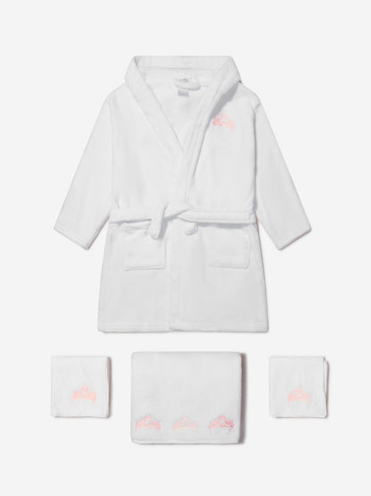 Cotton and Company 女婴有机棉皇冠平纹细布浴袍和毛巾套装