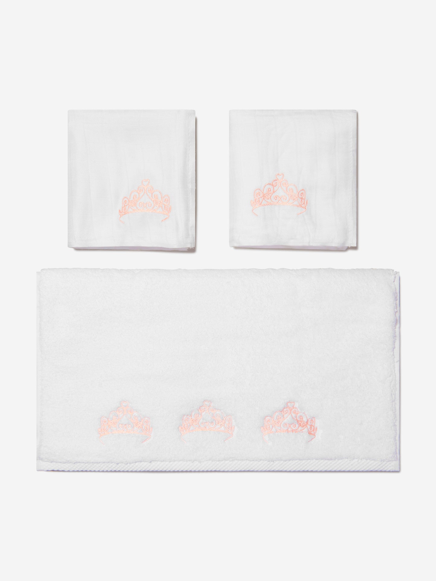 Cotton and Company 女童有机棉平纹细布和棉质皇冠毛巾套装