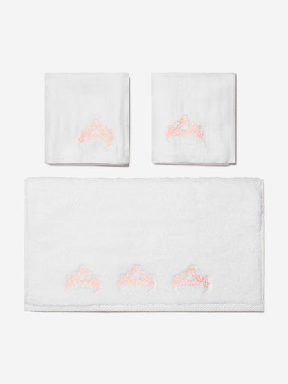 Cotton and Company 女童有机棉平纹细布和棉质皇冠毛巾套装