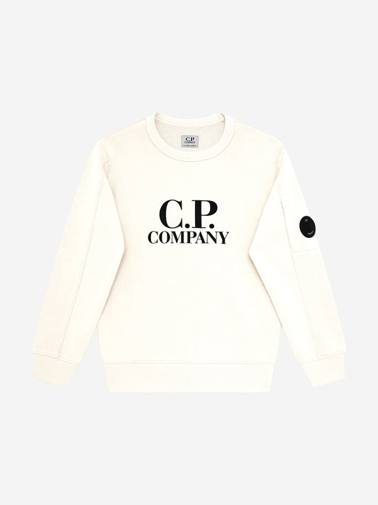 CP Company 男孩象牙色徽标运动衫