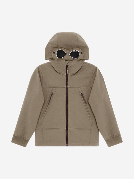 CP Company 男童连帽护目镜夹克（棕色）