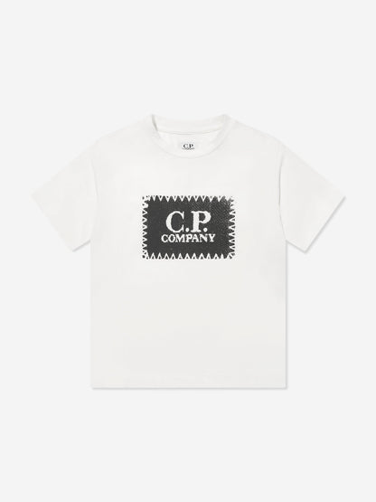 CP Company 男孩象牙色徽标 T 恤