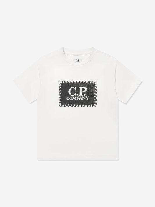 CP Company 男孩象牙色徽标 T 恤