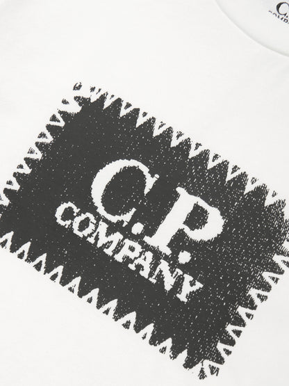 CP Company 男孩象牙色徽标 T 恤