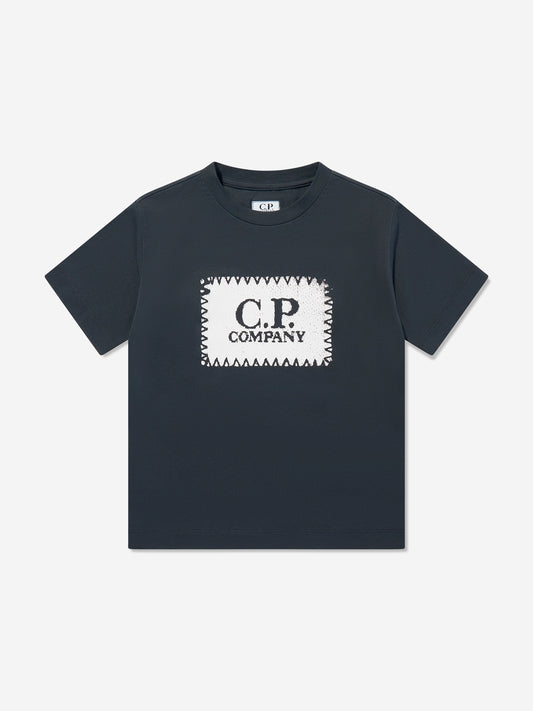 CP Company 男童海军蓝徽标 T 恤