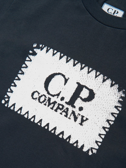 CP Company 男童海军蓝徽标 T 恤