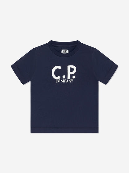 CP Company 男童海军蓝徽标 T 恤