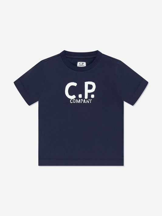 CP Company 男童海军蓝徽标 T 恤