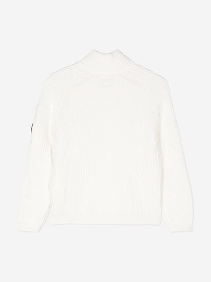 CP Company 男童象牙色拉链针织上衣